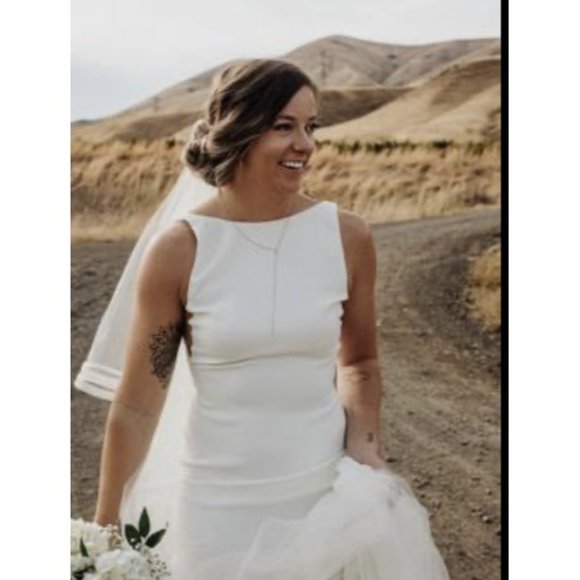 BHLDN Watters Hyde Wedding Gown Size 8 Crepe - Picture 2 of 12